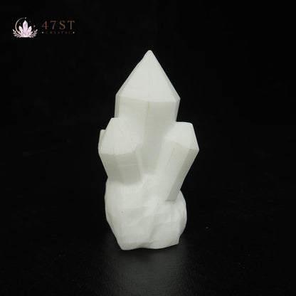 White Jade Crystal Cluster Carving