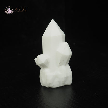 White Jade Crystal Cluster Carving