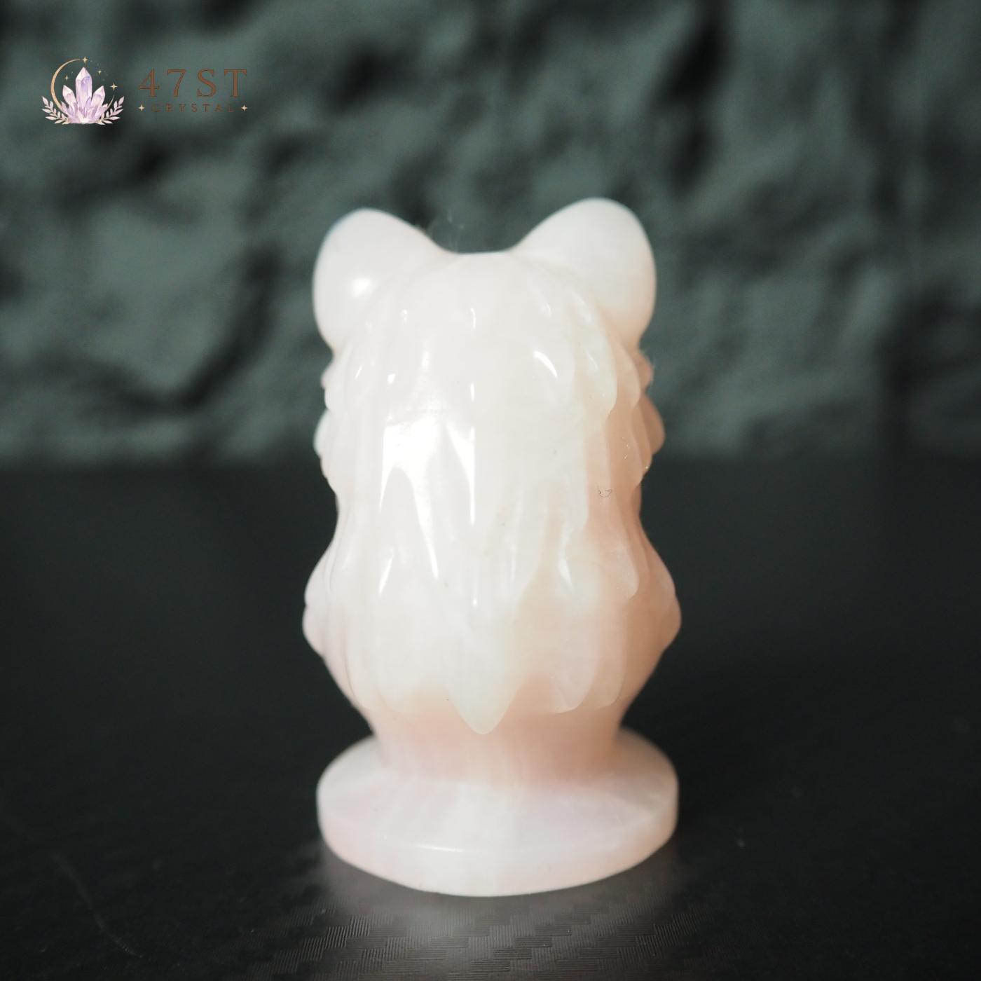 Rose Quartz Wolf Carving