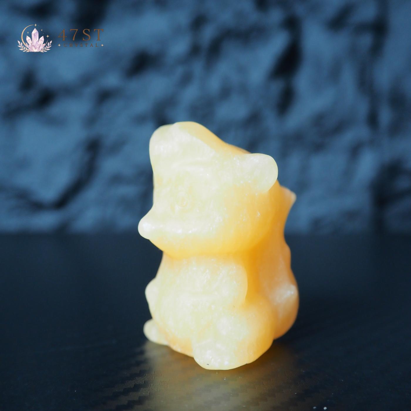 Orange Calcite Squirrel Carving