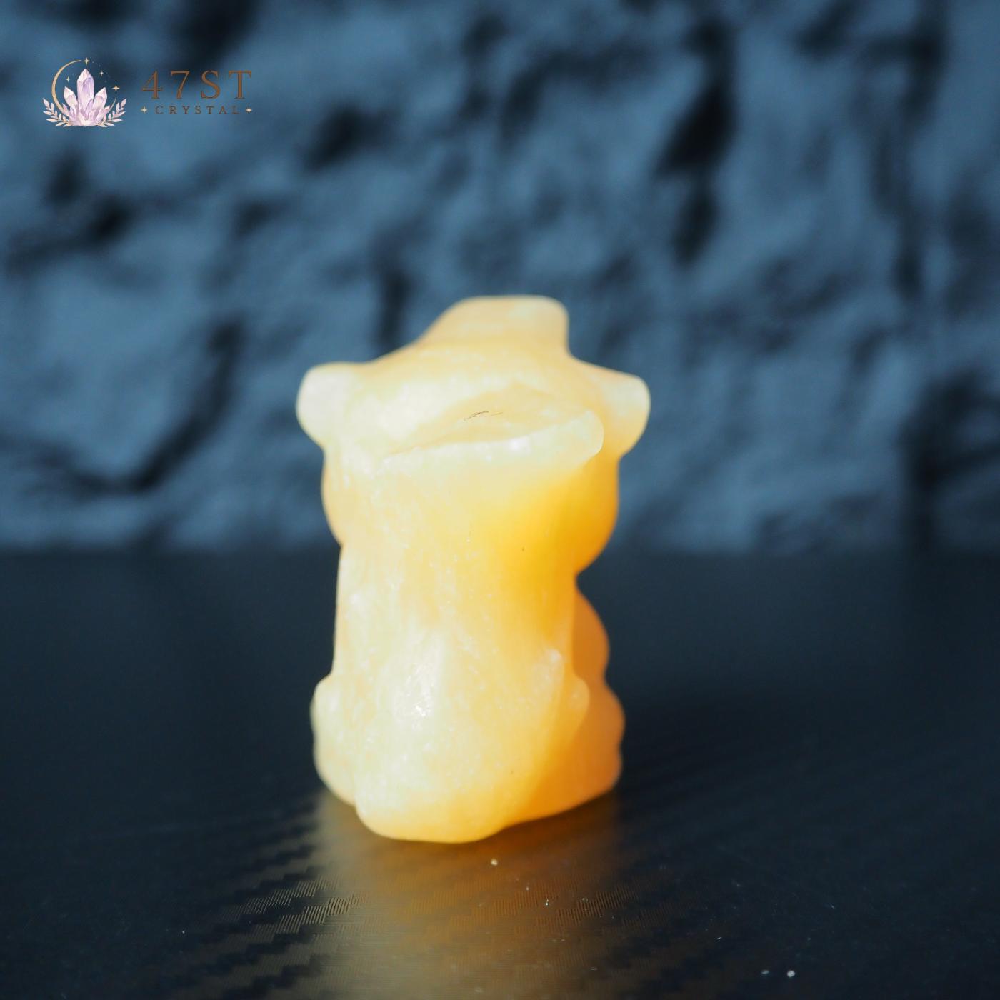 Orange Calcite Squirrel Carving