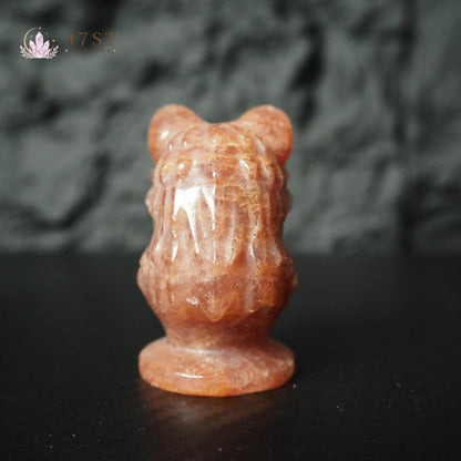 Strawberry Quartz Wolf Carving