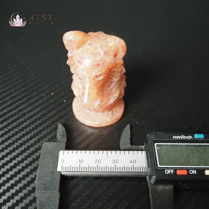 Strawberry Quartz Wolf Carving