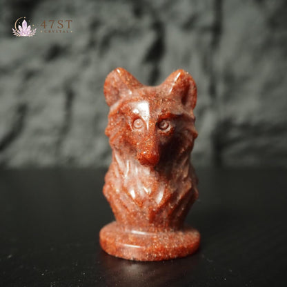 Red Jasper Wolf Carving