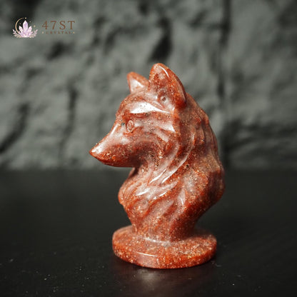 Red Jasper Wolf Carving
