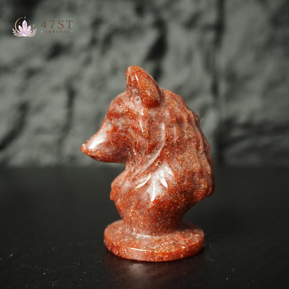 Red Jasper Wolf Carving