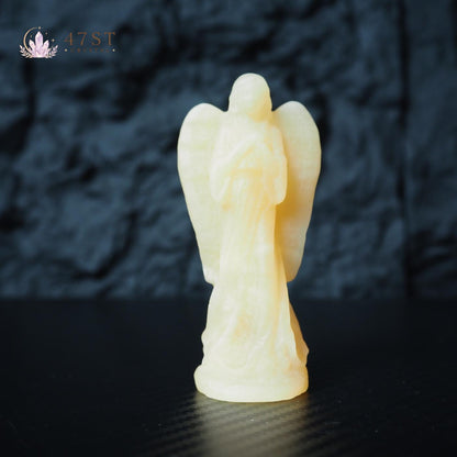 Orange Calcite Angel Carving