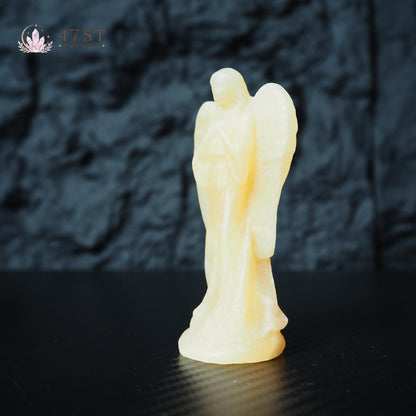 Orange Calcite Angel Carving