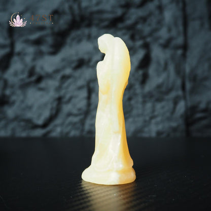 Orange Calcite Angel Carving
