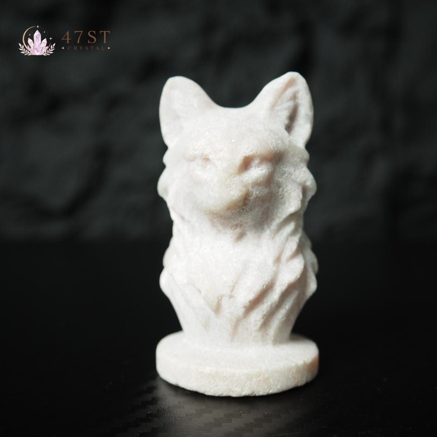 White Jade Wolf Carving