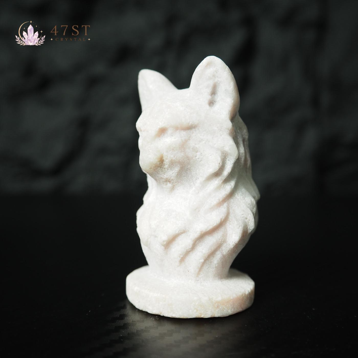 White Jade Wolf Carving