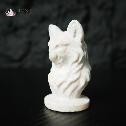White Jade Wolf Carving