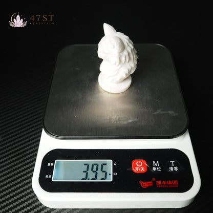 White Jade Wolf Carving