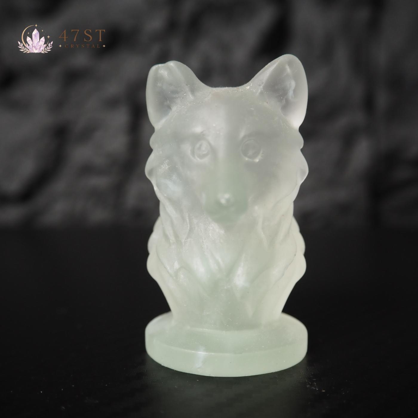 Fluorite Wolf Carving