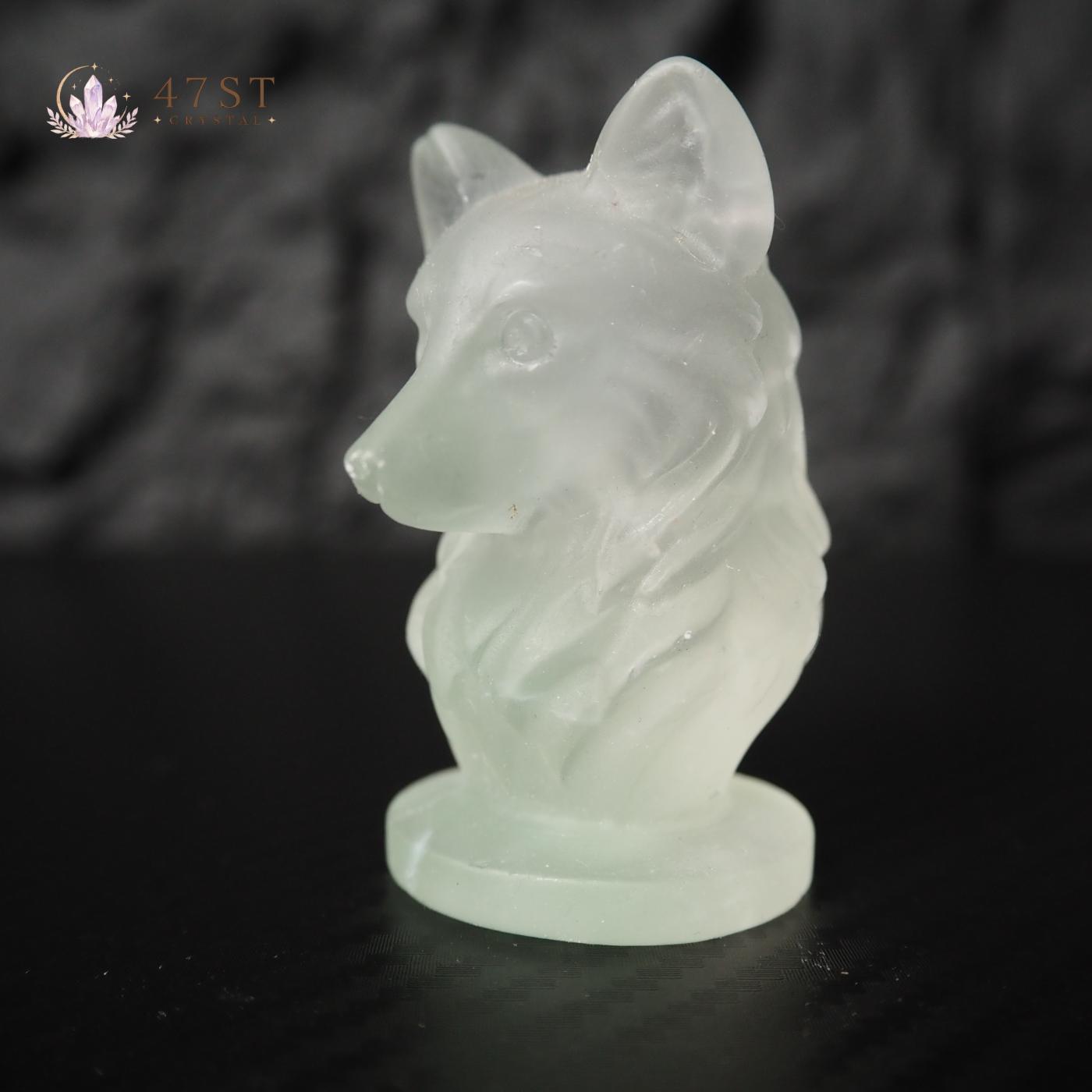 Fluorite Wolf Carving