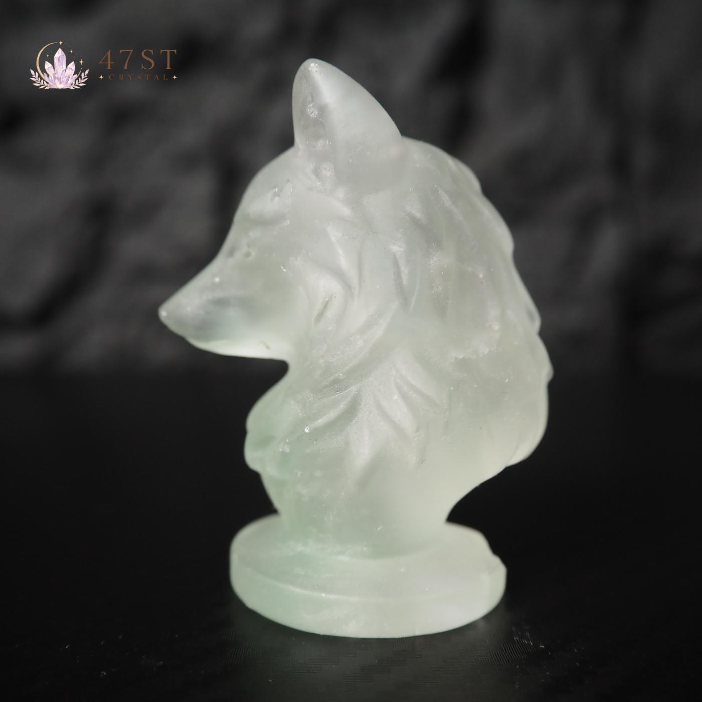 Fluorite Wolf Carving
