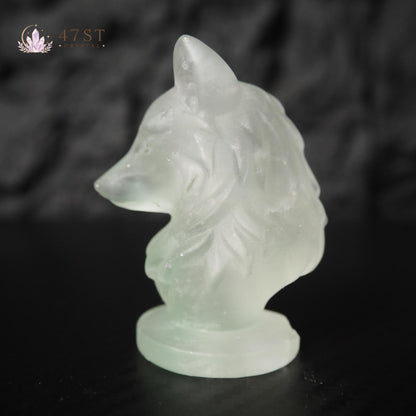Fluorite Wolf Carving
