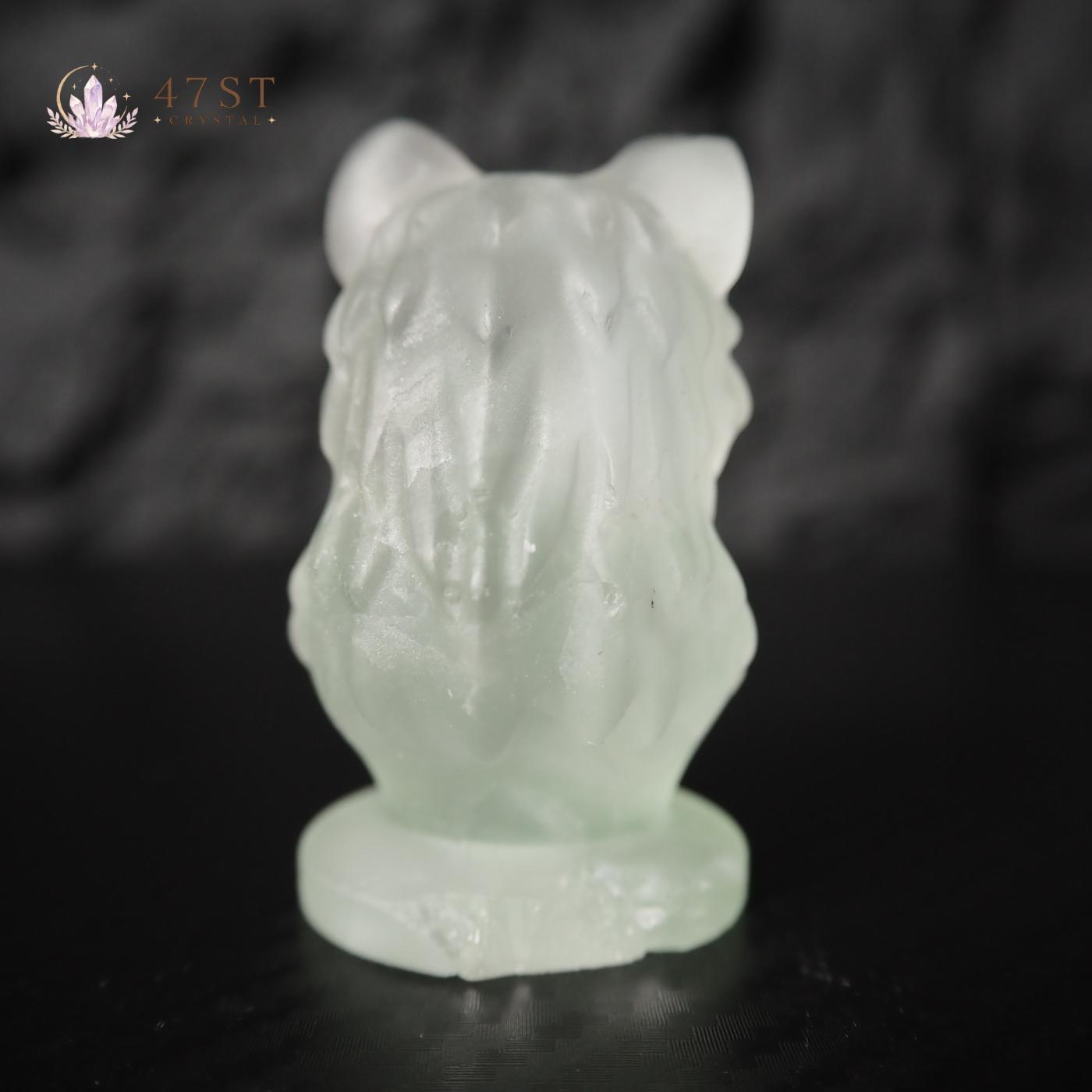 Fluorite Wolf Carving