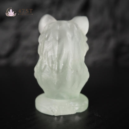 Fluorite Wolf Carving