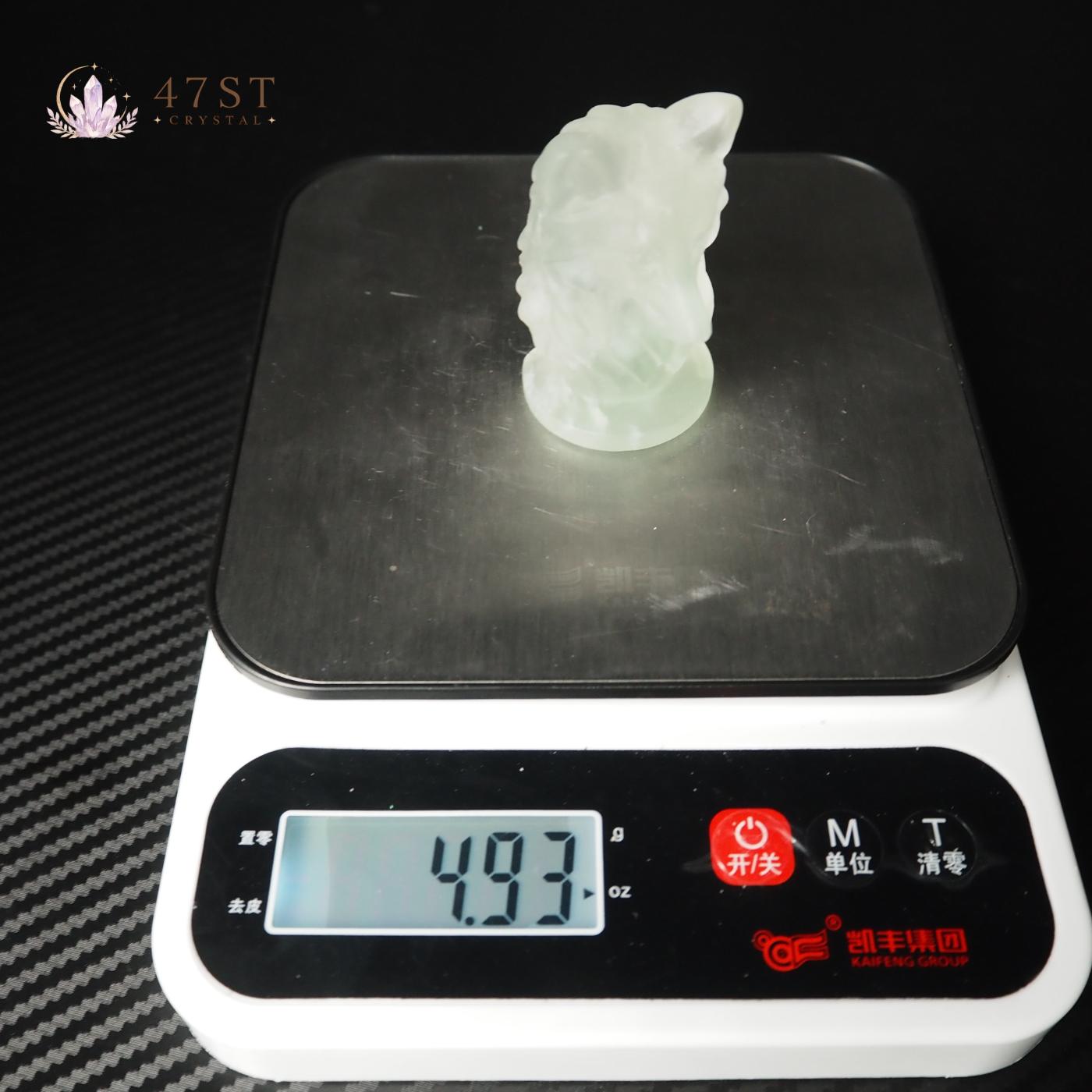 Fluorite Wolf Carving
