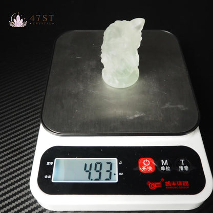 Fluorite Wolf Carving