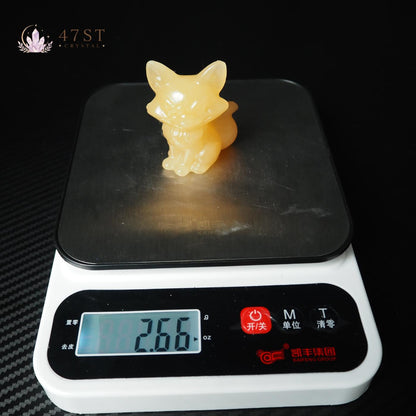 Orange Calcite Fox Carving