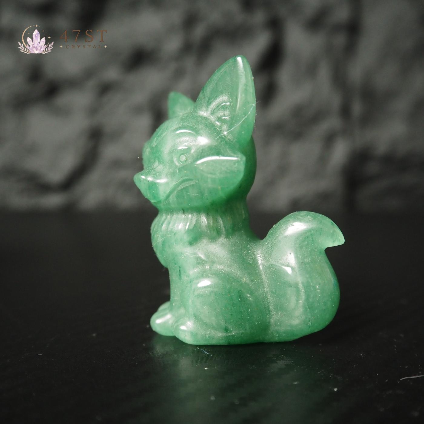 Green Aventurine Fox Carving