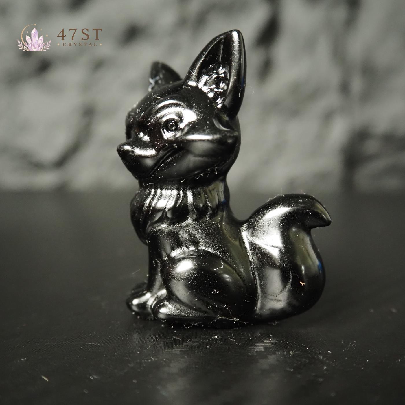 Obsidian Fox Carving