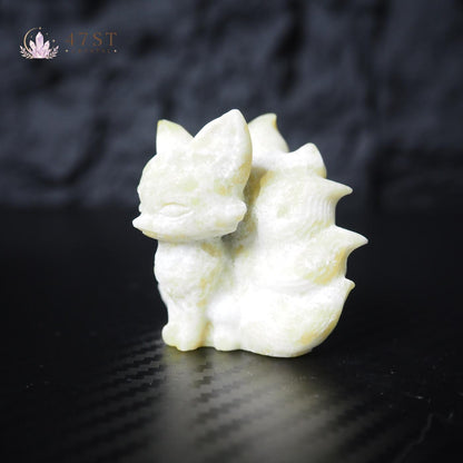 Serpentine Nine-Tail Fox Carving