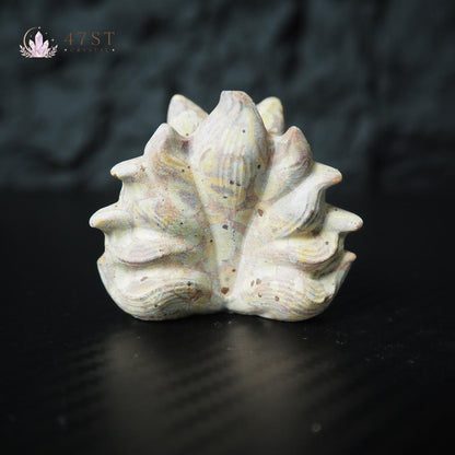 Plum Blossom Jasper Nine-Tail Fox Carving