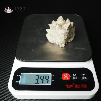 Plum Blossom Jasper Nine-Tail Fox Carving