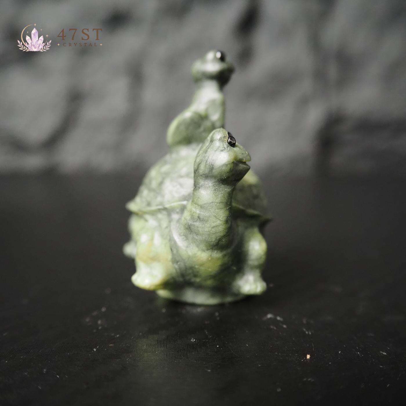 Serpentine Frog on Turtle Carving