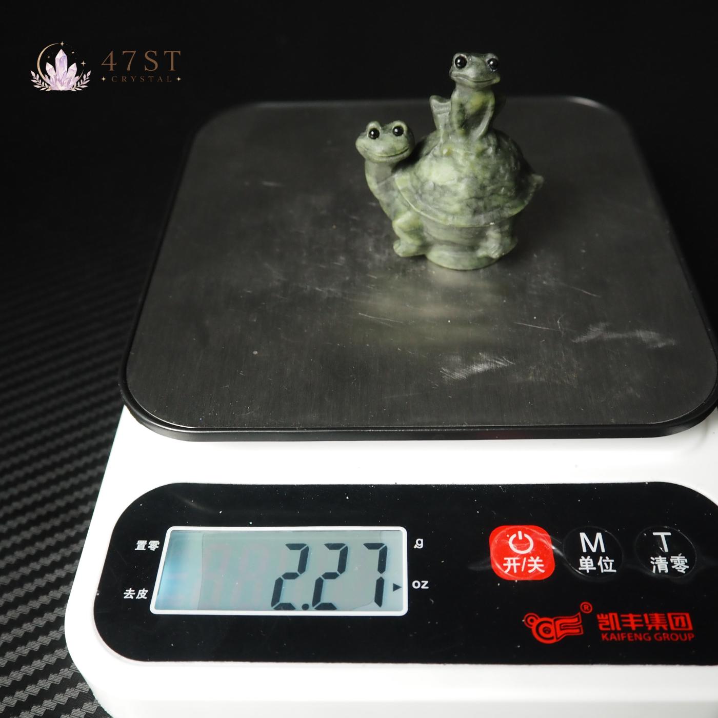 Serpentine Frog on Turtle Carving
