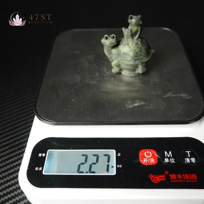 Serpentine Frog on Turtle Carving