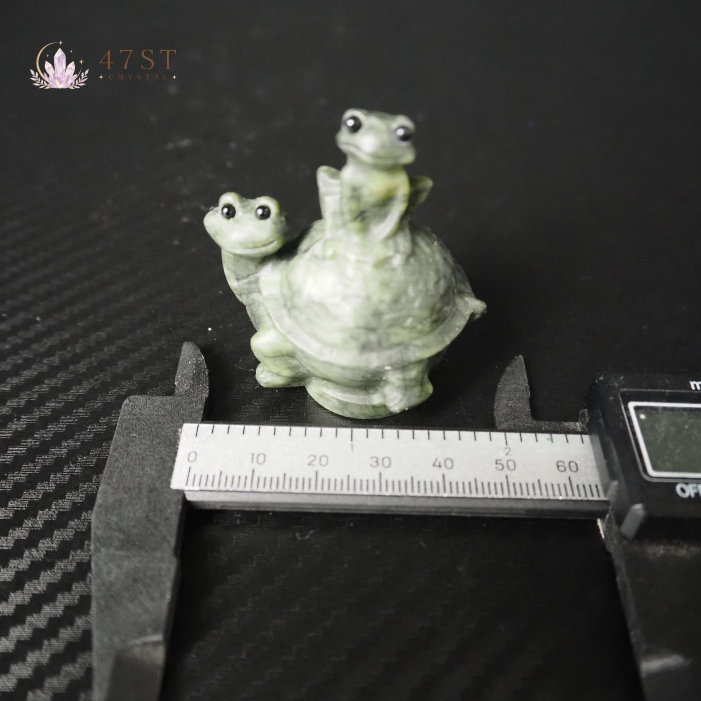 Serpentine Frog on Turtle Carving