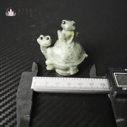 Serpentine Frog on Turtle Carving