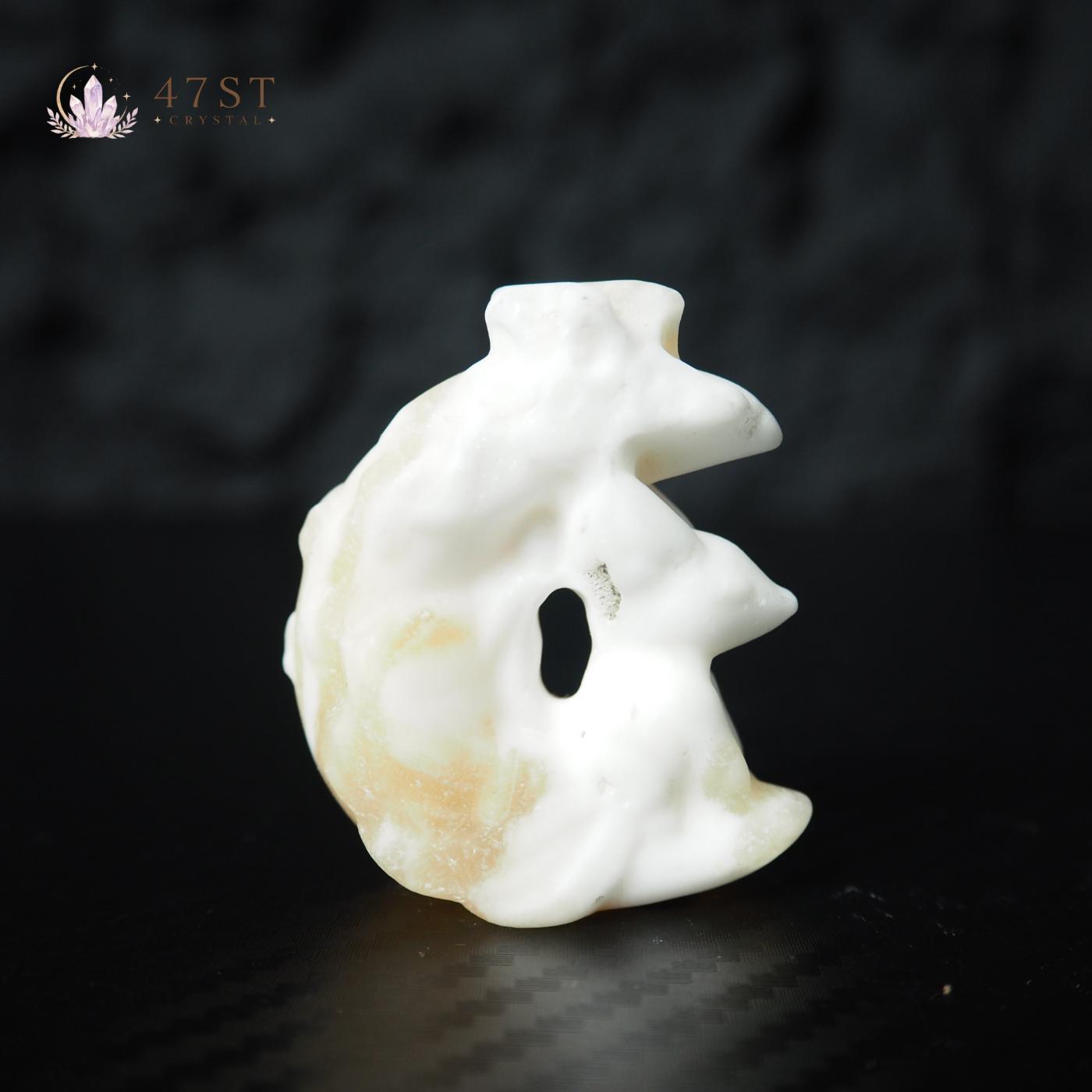 Orange Calcite Fox Carving