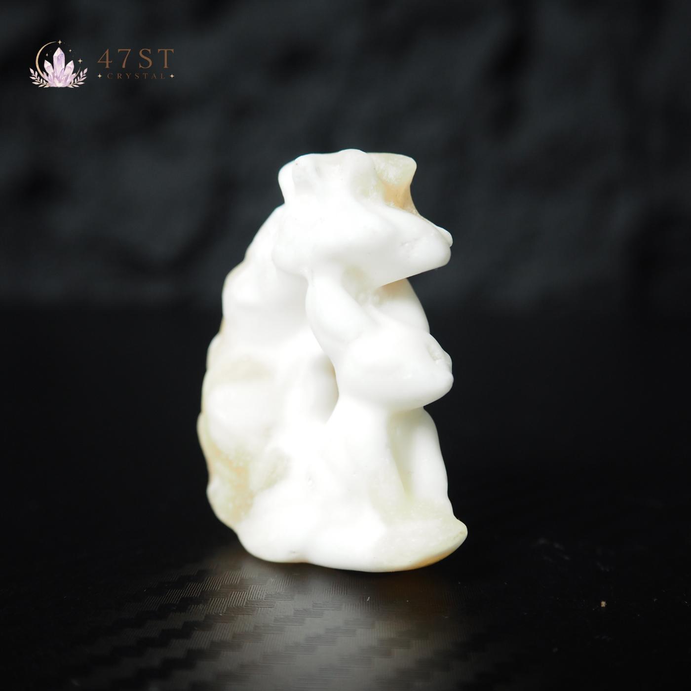 Orange Calcite Fox Carving