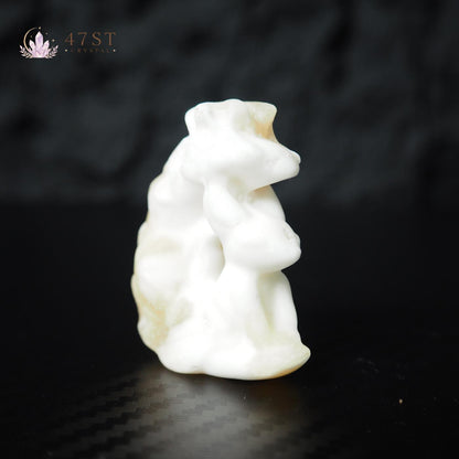 Orange Calcite Fox Carving