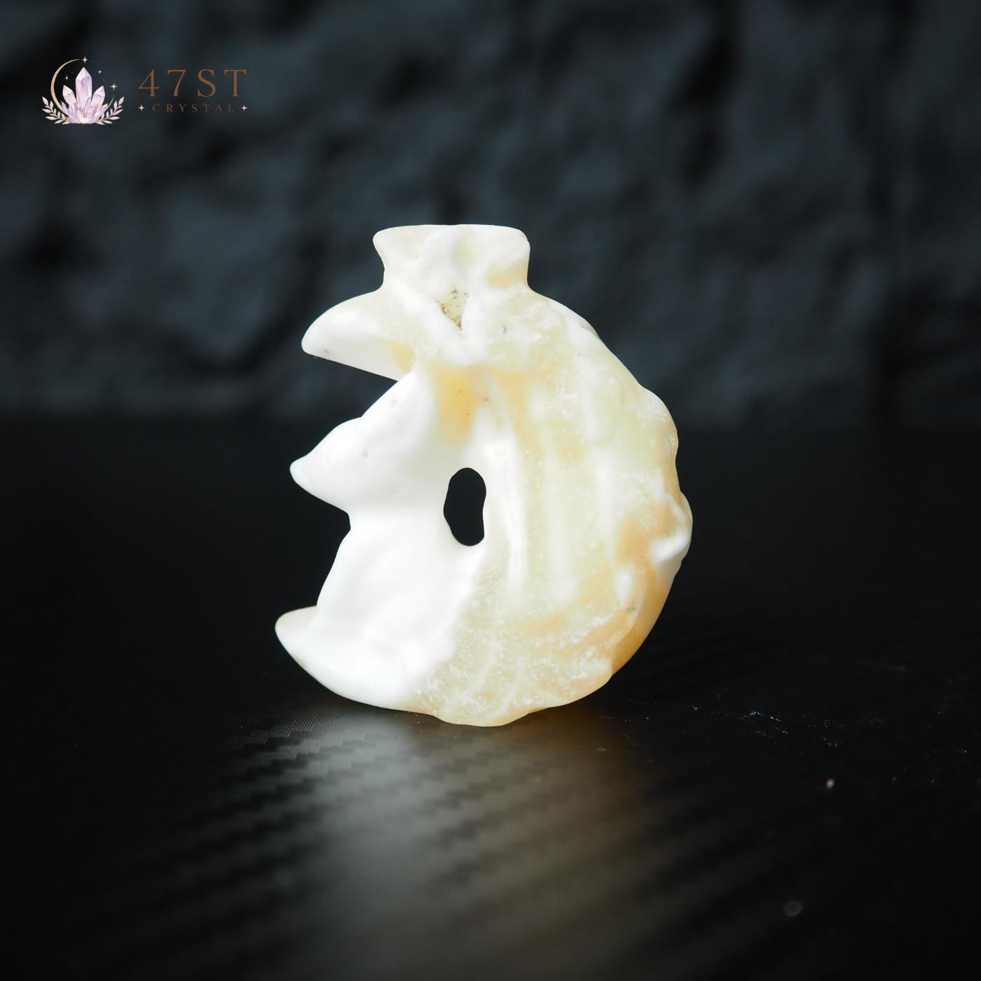 Orange Calcite Fox Carving