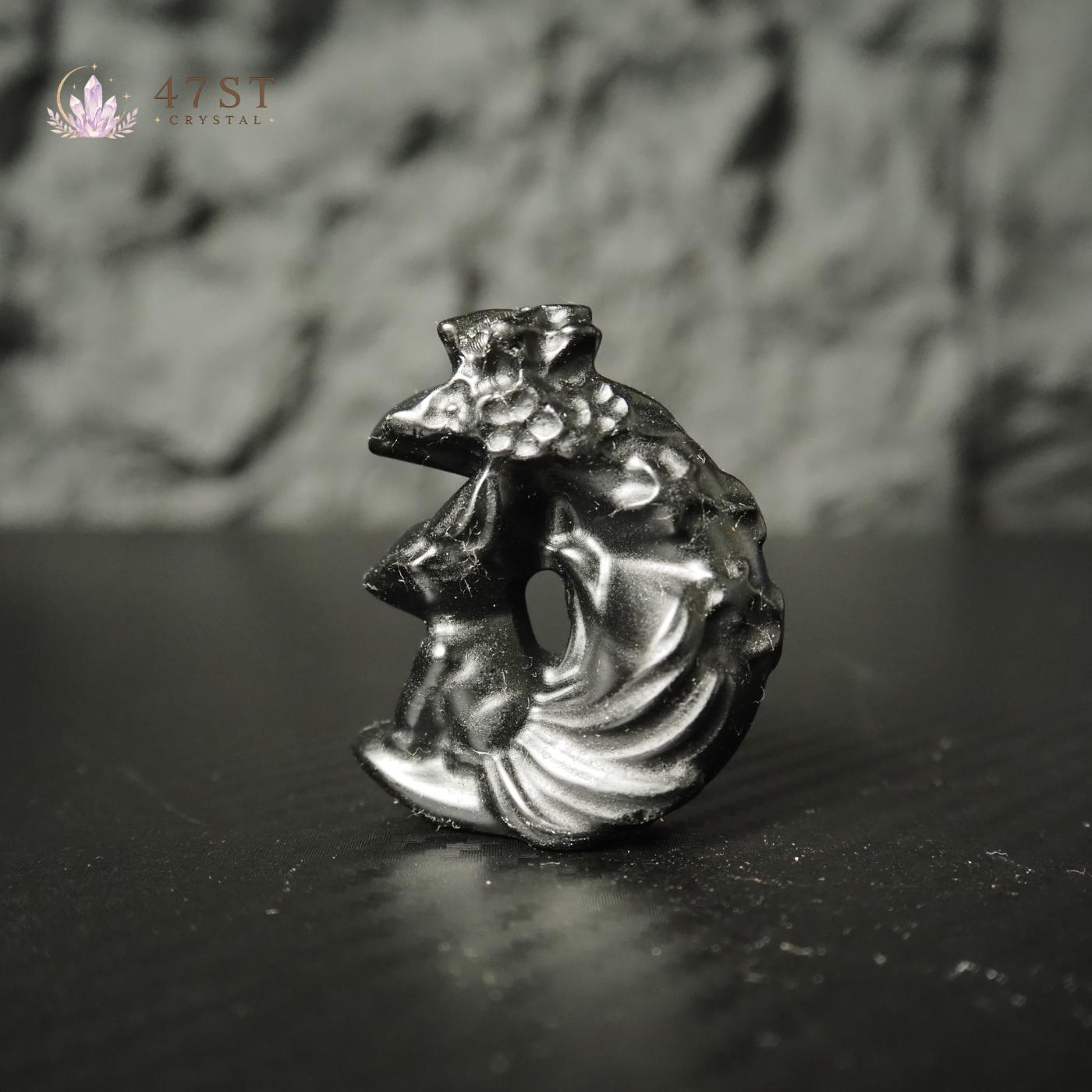 Obsidian Fox Carving