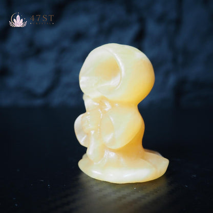 Orange Calcite Grim Reaper Carving