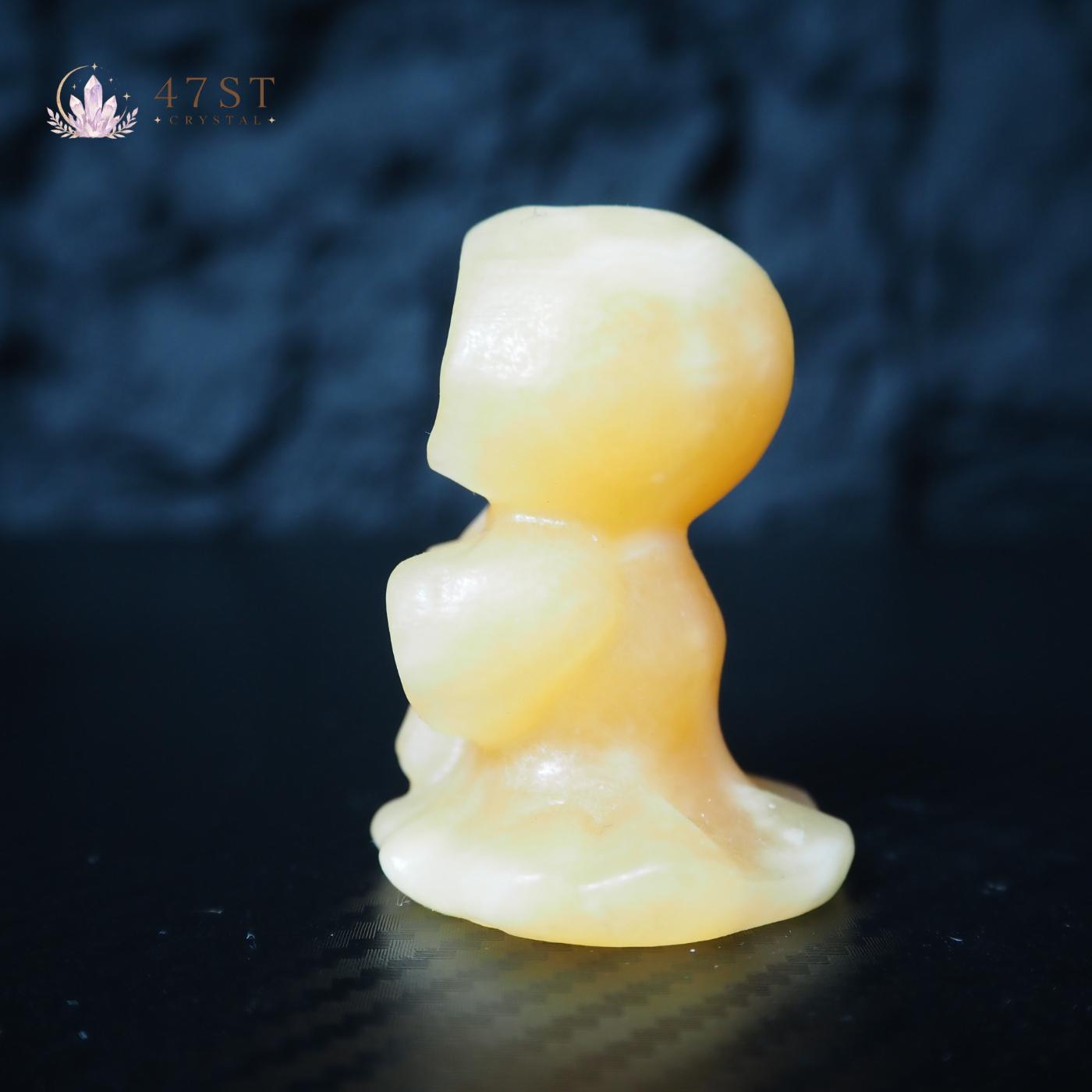 Orange Calcite Grim Reaper Carving