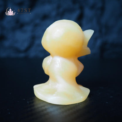 Orange Calcite Grim Reaper Carving