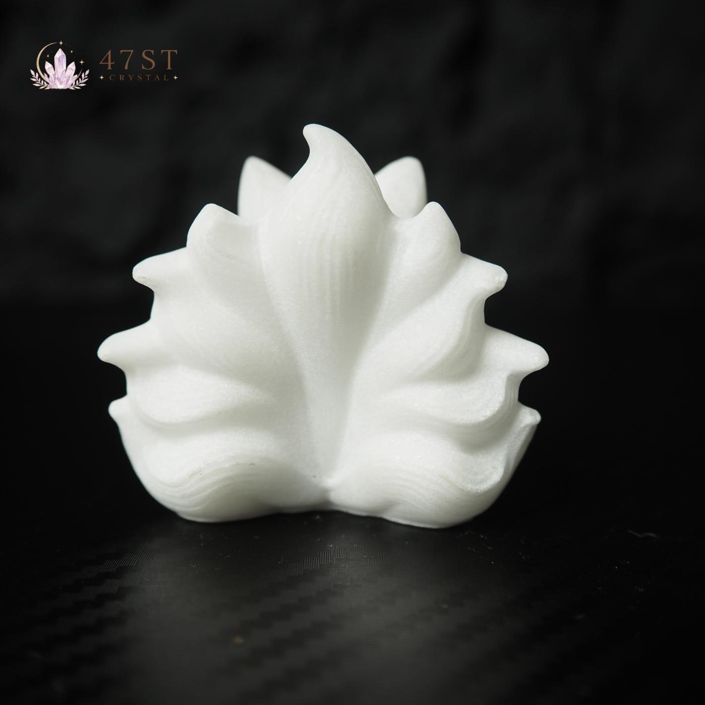 White Jade Nine Tail Fox Carving