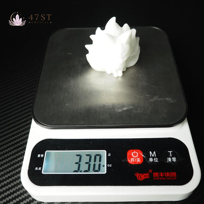 White Jade Nine Tail Fox Carving