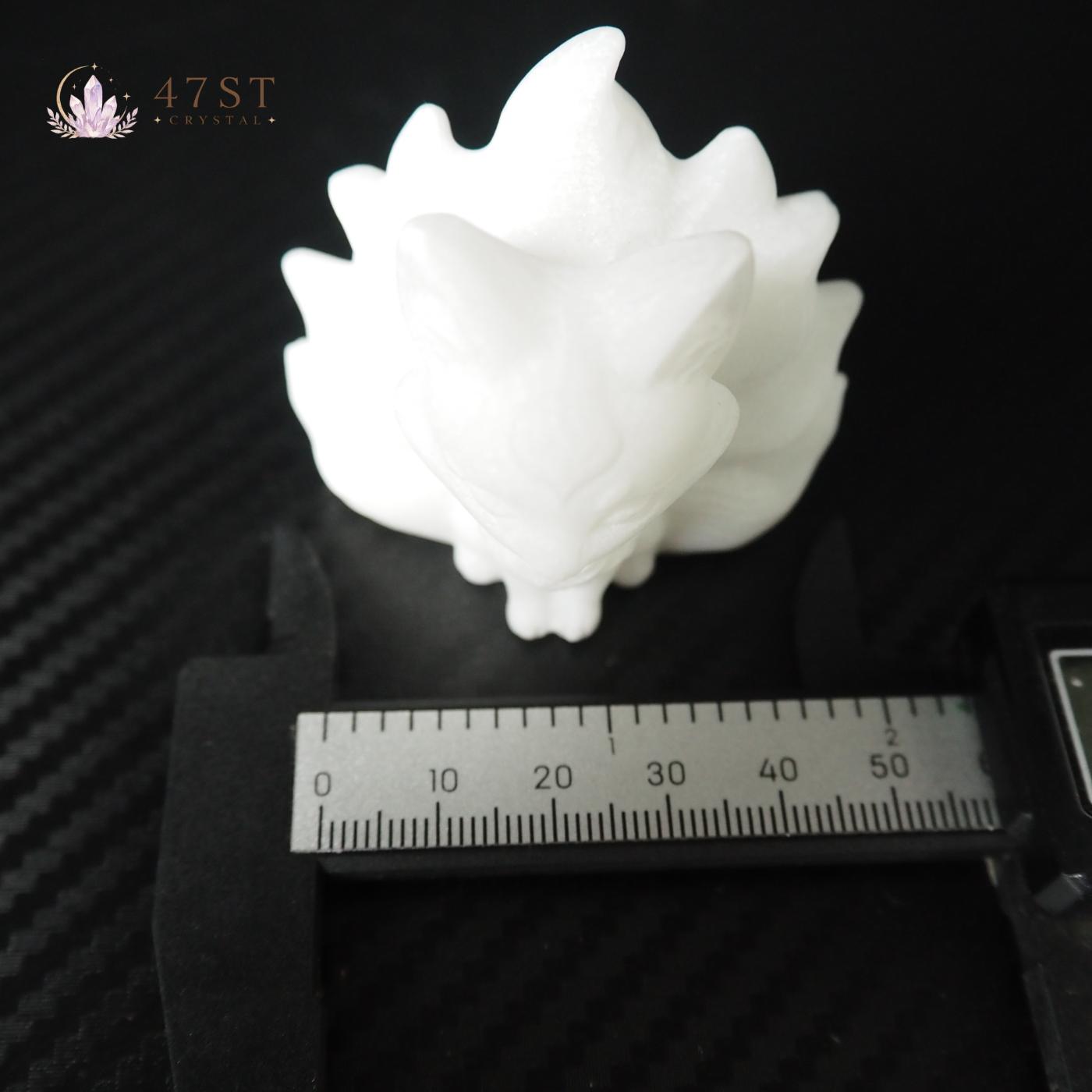 White Jade Nine Tail Fox Carving
