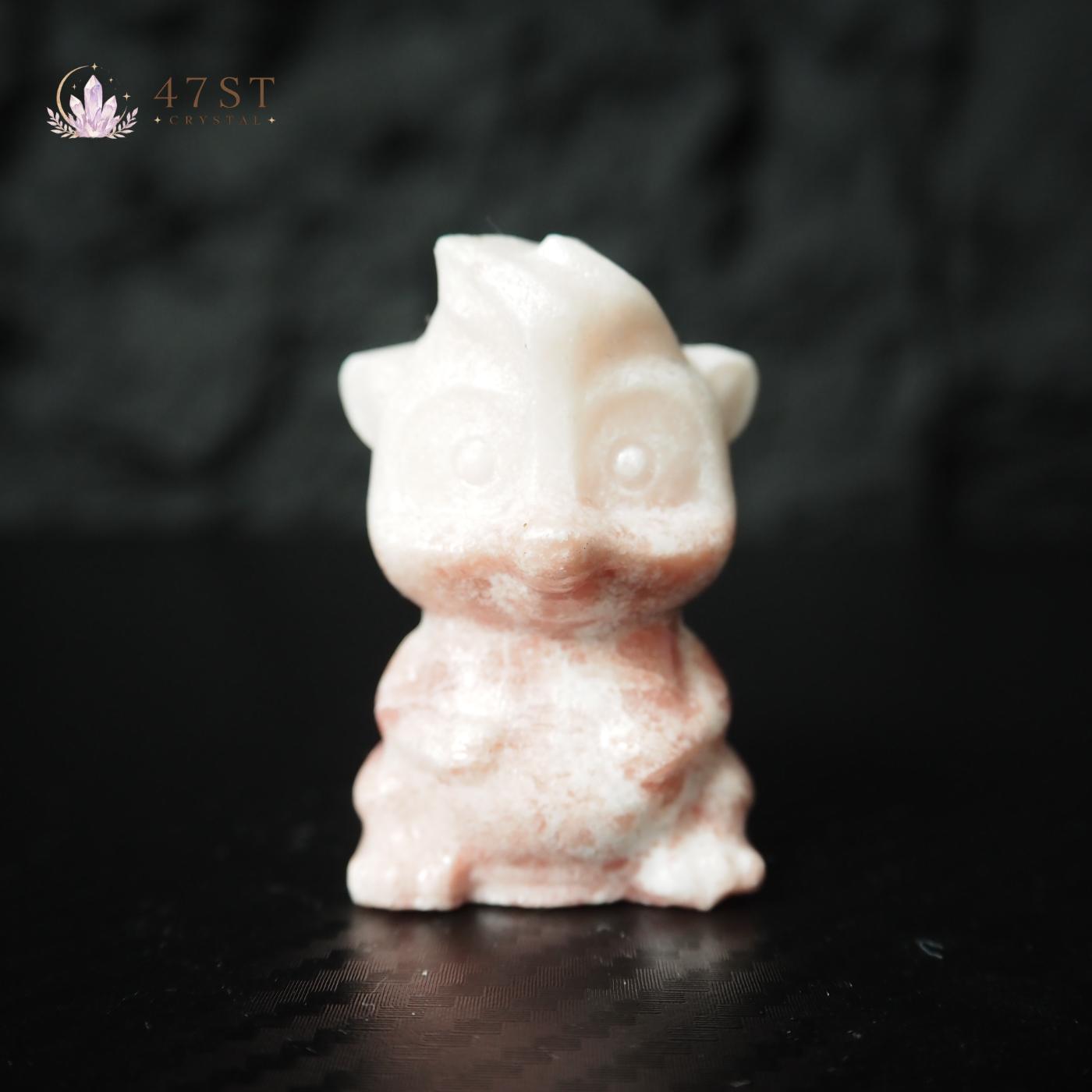 Pink Plum Blossom Jasper Squirrel Carving