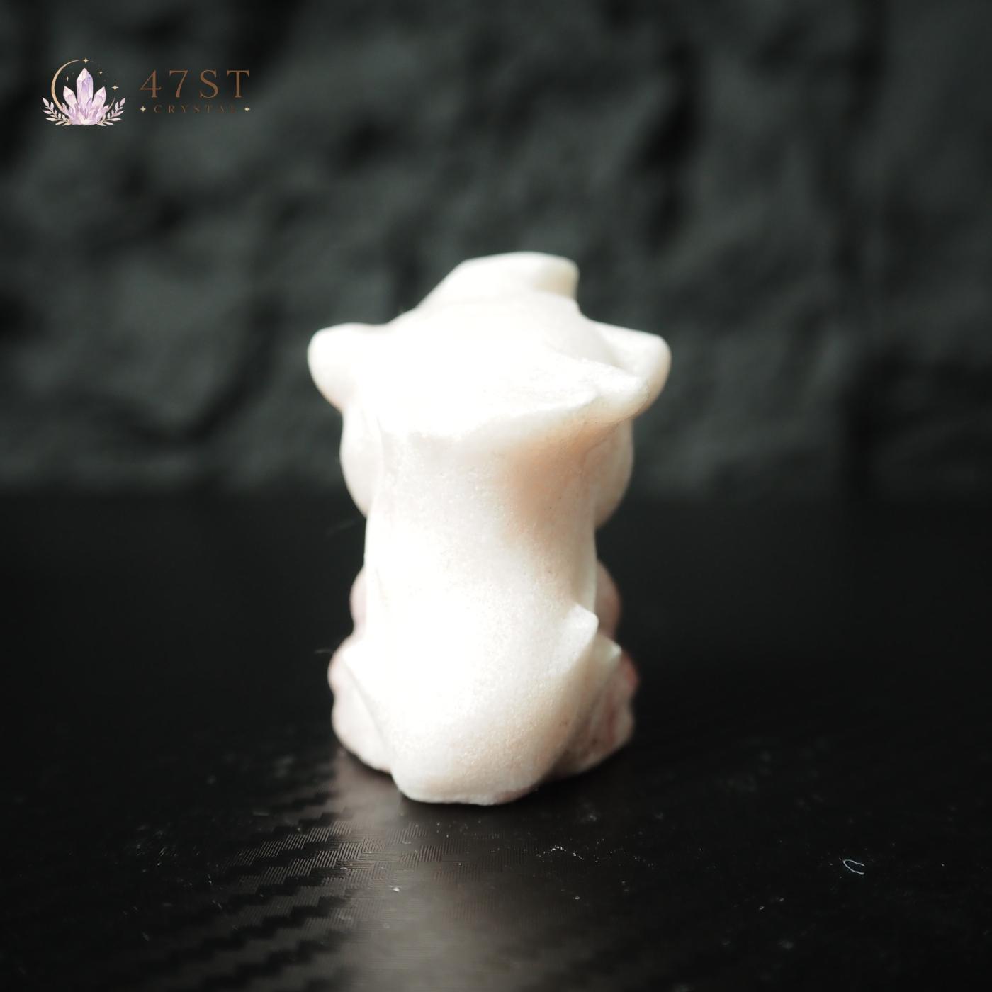 Pink Plum Blossom Jasper Squirrel Carving