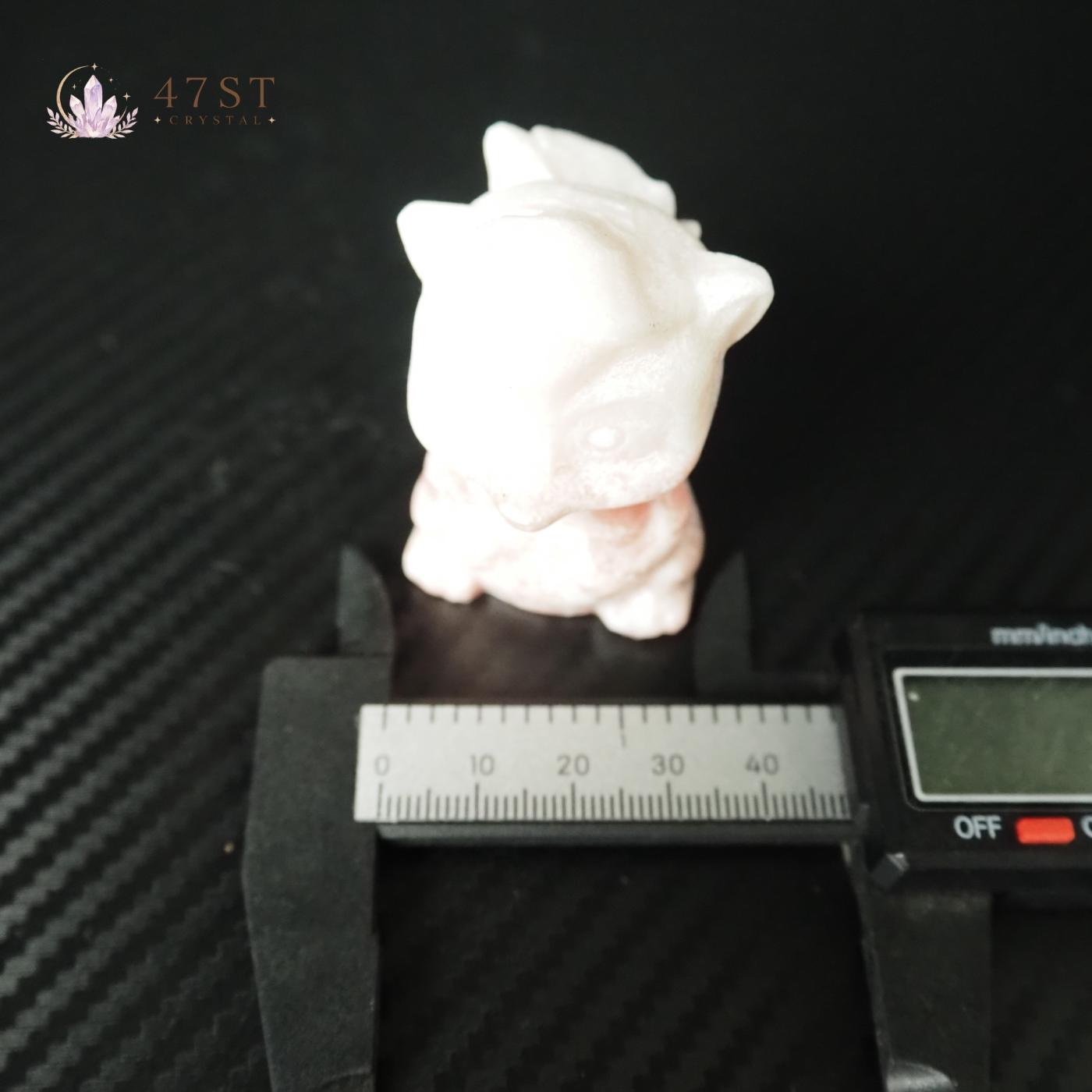 Pink Plum Blossom Jasper Squirrel Carving
